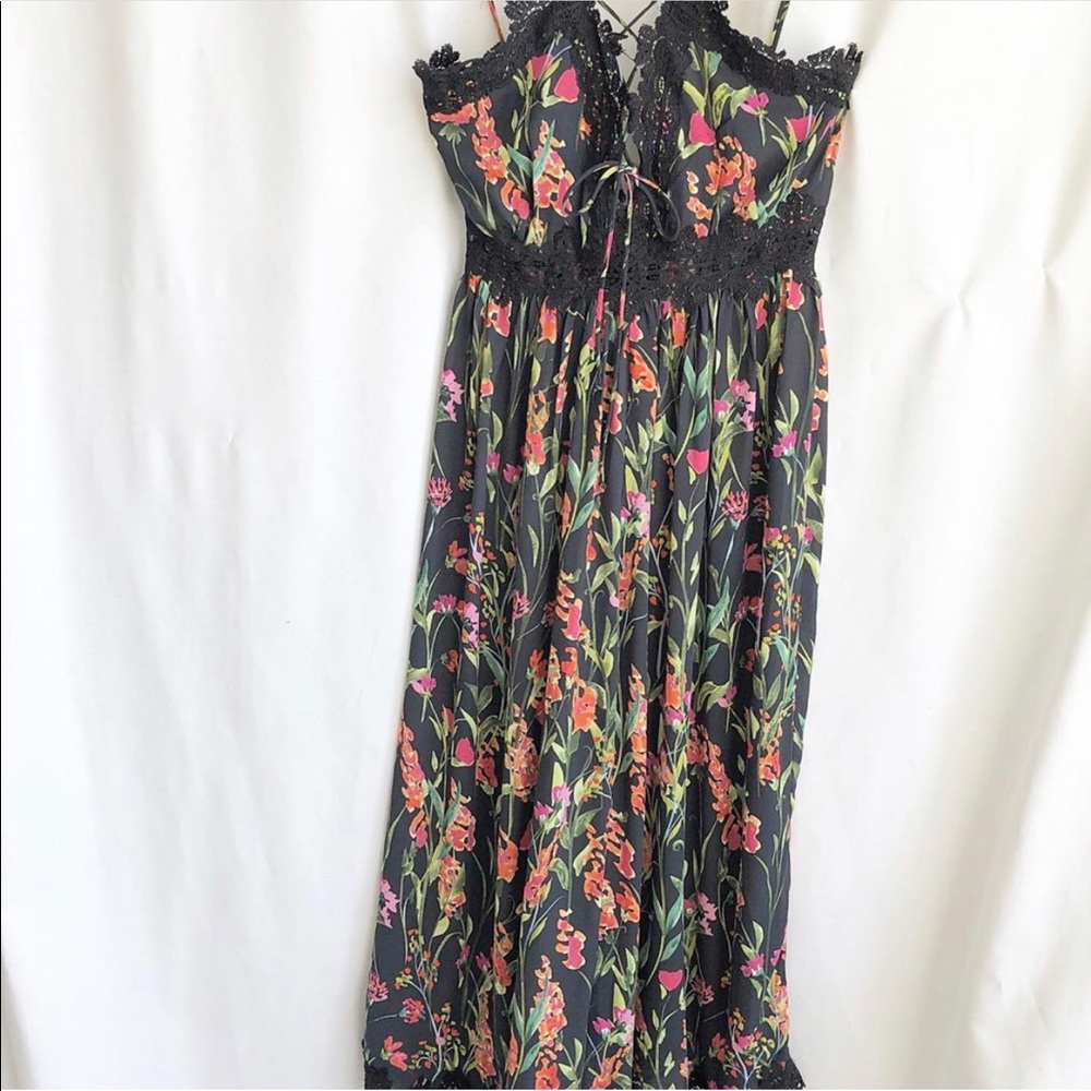 Gilbert floral pant romper with crochet detailing